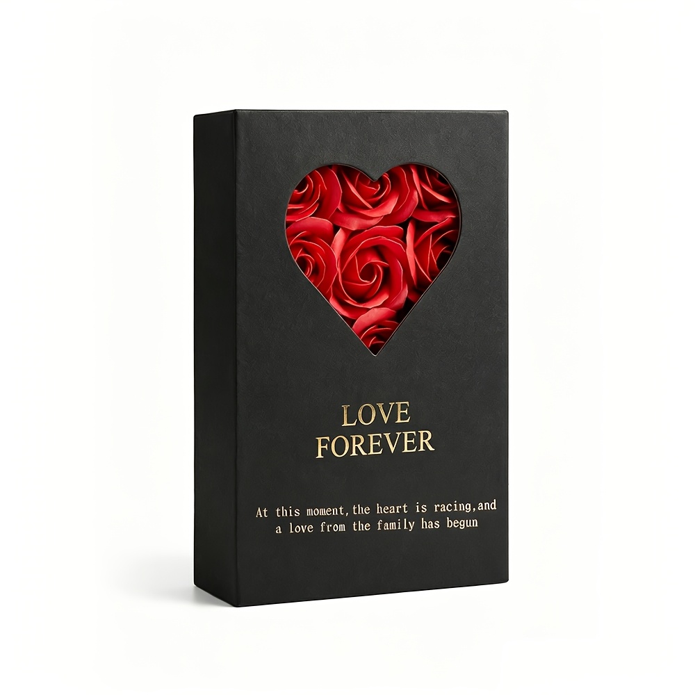 Heart-Shaped Window Gift Box with Artificial Roses